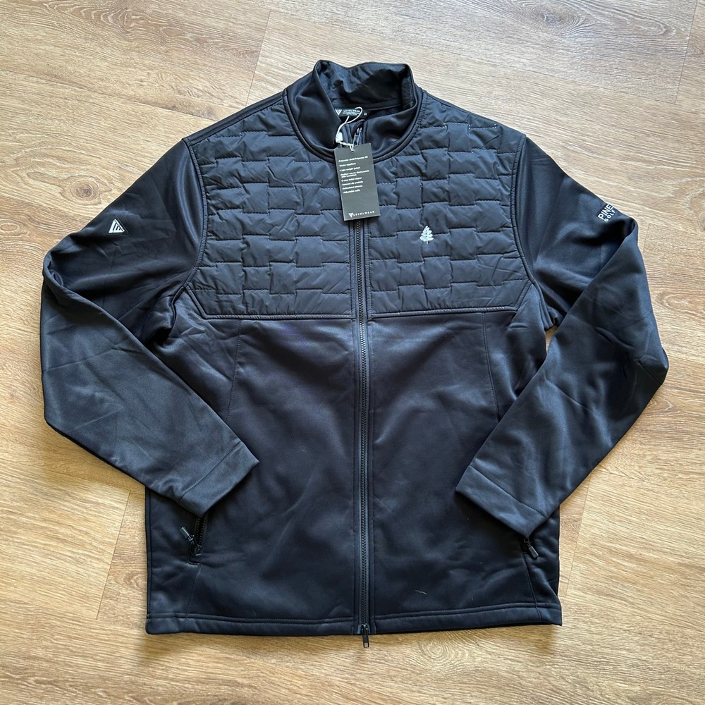 Levelwear Mens Control Full Zip Jacket Black Pine Oaks Golf Course Large NWT